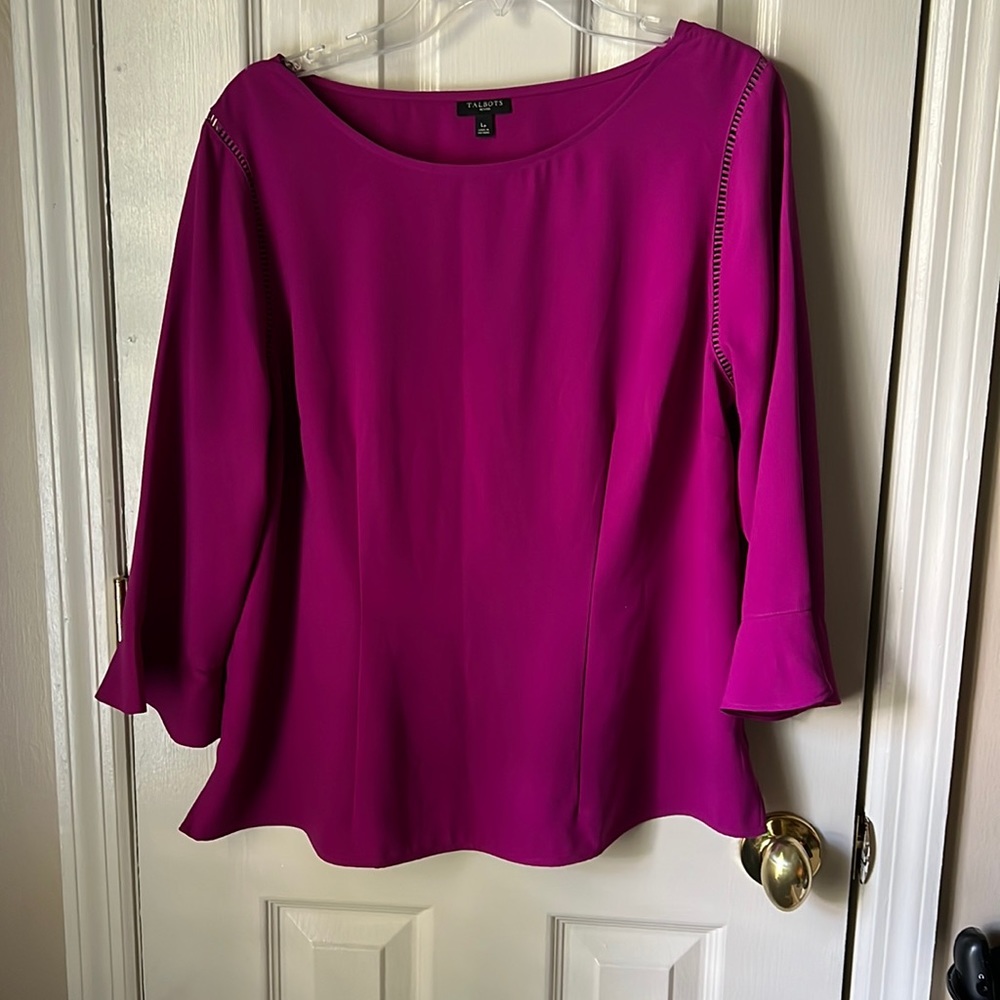 Talbots Petites Blouse with Cut Outs & Ruffle | Lp